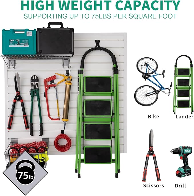 Slatwall Panel 4x2 ft Garage Mounted Storage, Peg Board Tool Organization PVC - Image 5