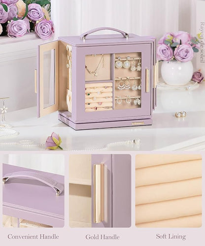 Homde Christmas Gifts Jewelry Box 360° Rotating, Necklace Earring Organizer - Image 5