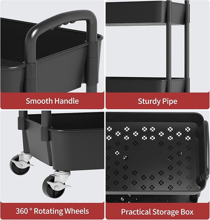 Sywhitta 4-Tier Plastic Rolling Utility Cart - Image 4