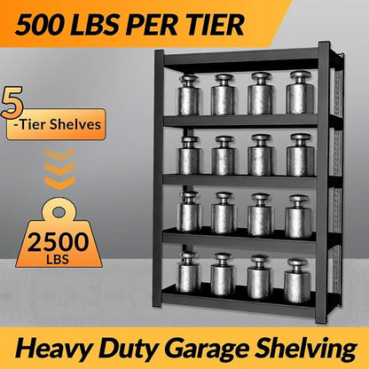 BESFUR 5-Tier Metal Shelving Unit, Adjustable Storage Utility Rack, Heavy Duty - Image 5