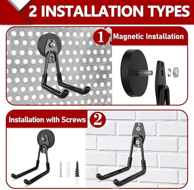 3-H Heavy Duty Magnet Garage Hooks 2 Pack, Extra Large Strong Magnetic Hooks - Image 2