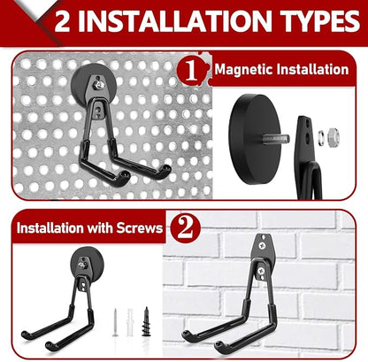 3-H Heavy Duty Magnet Garage Hooks 2 Pack, Extra Large Strong Magnetic Hooks - Image 2