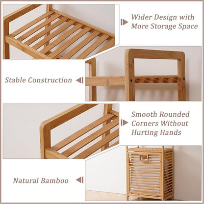 Laundry Hamper with 2-Tier Shelves & Tilt Out Basket, Laundry Baskets Organizer - Image 6