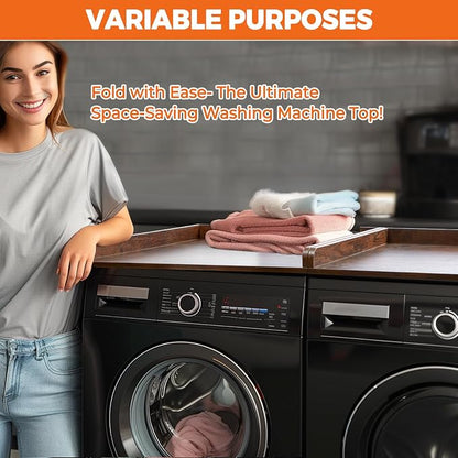 Washer Dryer Countertop, Wooden Laundry Countertop Set of 2 Dryer Storage Shelf - Image 3
