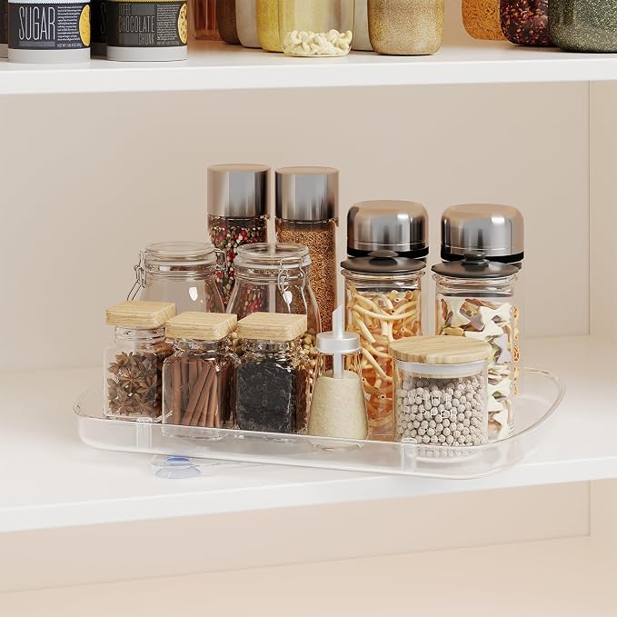 HIYOHIYO Clear Lazy Susan for Refrigerator Rectangular Fridge Turntable - Image 7