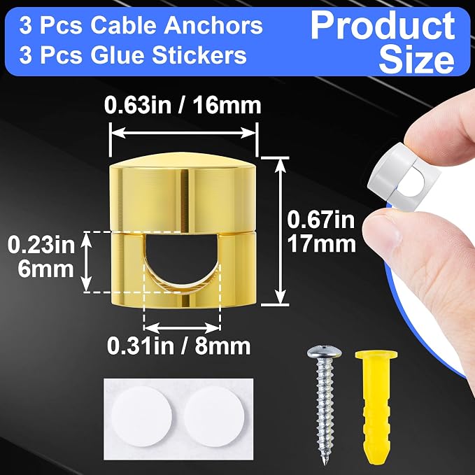 3 Sets Charger Holders for Cords, Adjustable Cable Anchor Holders, Adhesive - Image 2