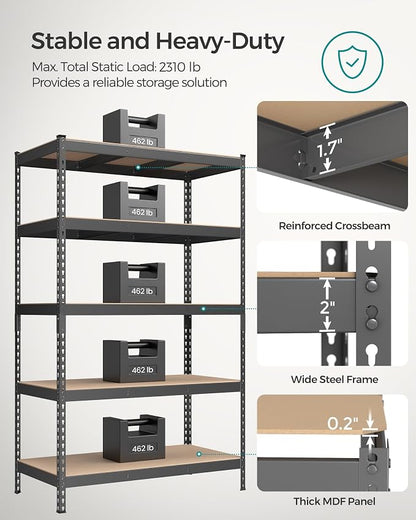 SONGMICS 5-Tier Storage Shelves, Load 2310 lb, Garage Storage, Boltless Assembly - Image 4