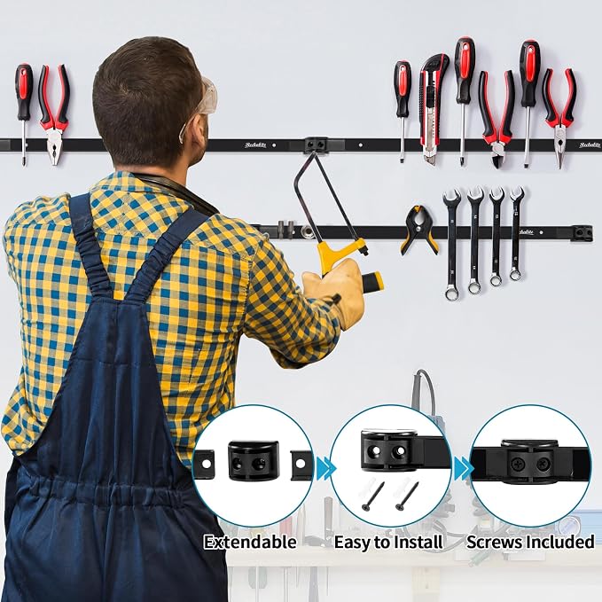 4 Pieces 24" Magnetic Tool Holder Strip, Metal Tool Organizer Rack - Image 3