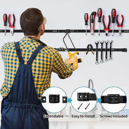 4 Pieces 24" Magnetic Tool Holder Strip, Metal Tool Organizer Rack - Image 3