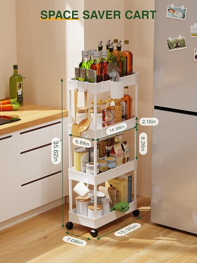 LEHOM Slim Rolling Storage Cart - Image 3