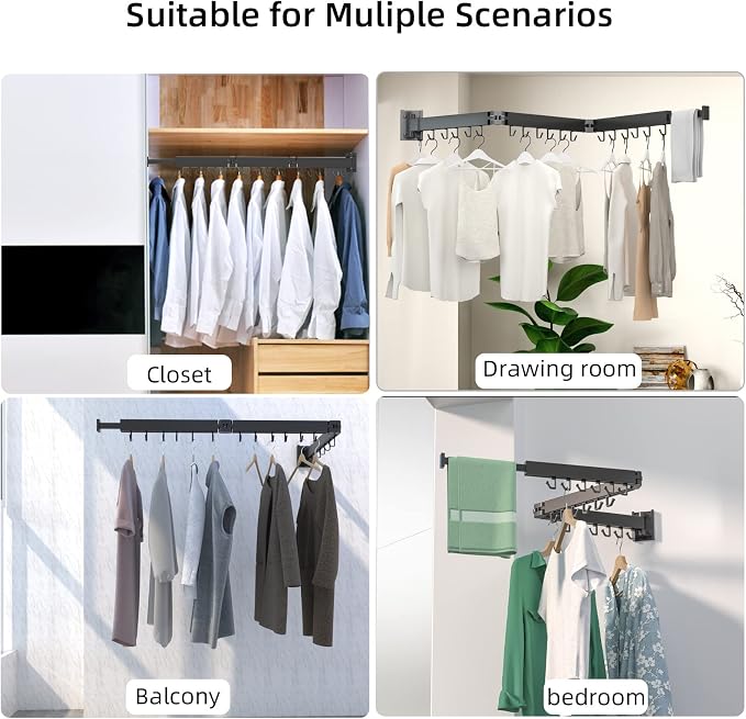 Wall Mount Clothes Drying Rack, 2-Fold Foldable & Sturdy Laundry Drying Rack - Image 2