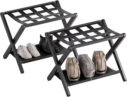 HITNET Luggage Rack for Guest Room, Suitcase Stand Folding Bedroom, Bamboo by HITNET