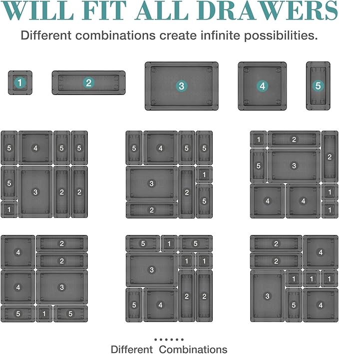 23 PCS Drawer Organizer Set, 5 Varied Size Bathroom and kitchen Drawer cabinet - Image 4