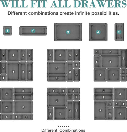 13 PCS Drawer Organizer Set, 5 Varied Size Bathroom and kitchen Drawer cabinet - Image 4
