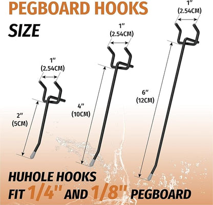HUHOLE Pegboard Hooks 6 Inch 50PC, Fit 1/4" or 1/8" Pegboard, Ideal Peg Board - Image 3