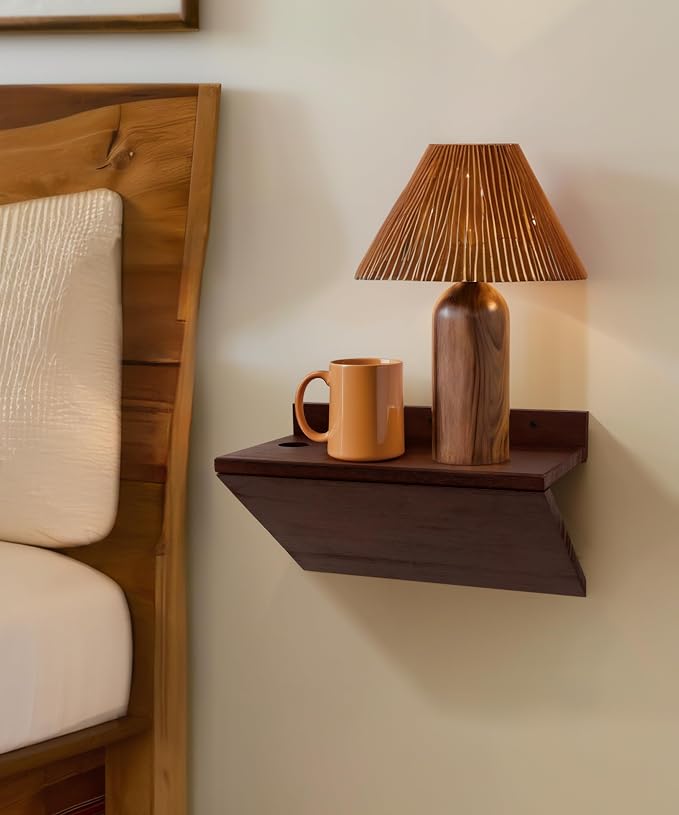 Modern Floating Nightstand Wooden Hanging Bedside Table by HomePage