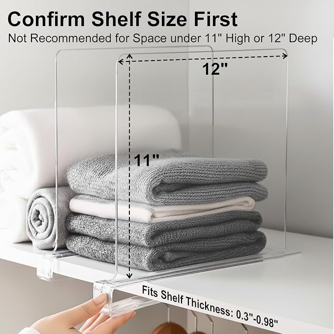Shelf Dividers Purse Organizer for Closet: 11-inch Tall Acrylic Sweater - Image 3