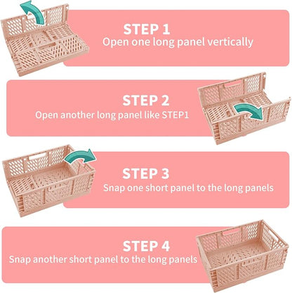 Domiella 2-Pack Crates for Storage, Storage Crates Plastic Stackable, Foldable - Image 4