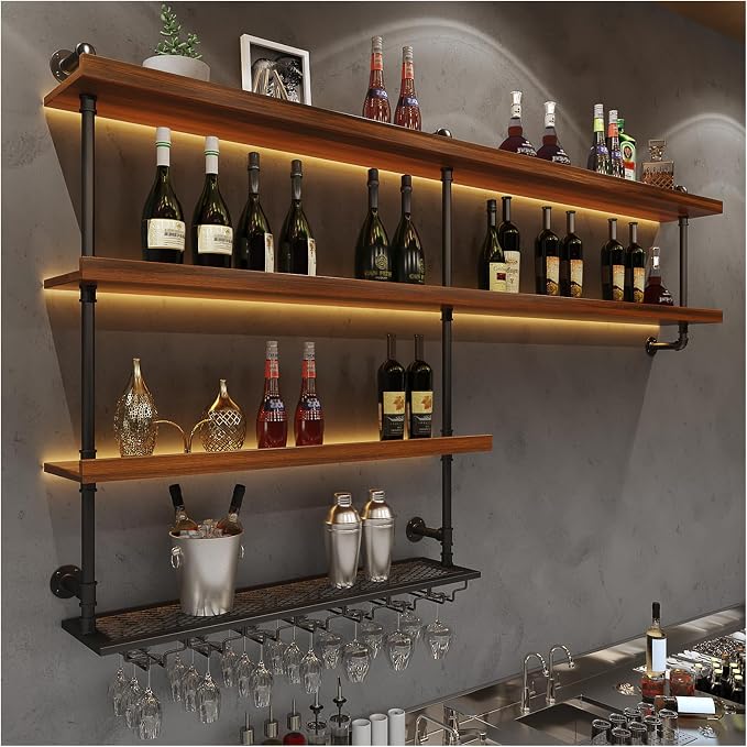 Solid Wood Wall Mounted Wine Rack, Large Wine Rack by Unknown