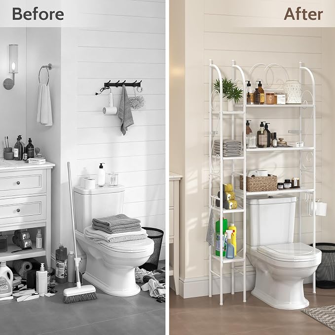 7-Tier Over the Toilet Storage Rack, Heavy-Duty Metal Bathroom Organizer - Image 4