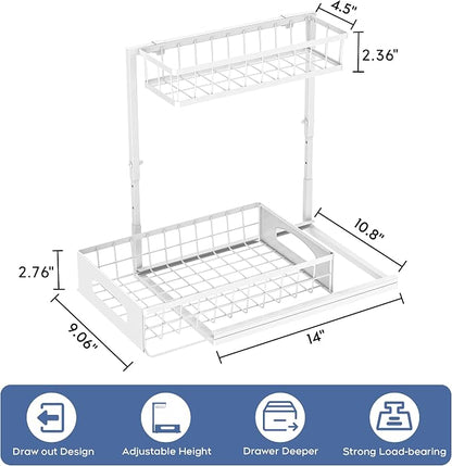Under Sink Organizer, 2 Pack Height Adjustable Cabinet Organizer - Image 2