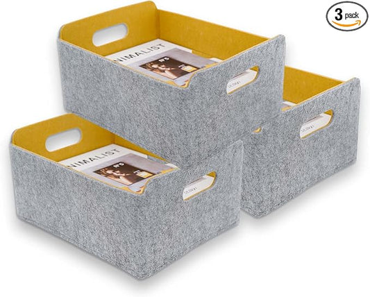 Welaxy Storage Baskets Collapsible Felt Storage bin Foldable Shelf Drawers by Welaxy