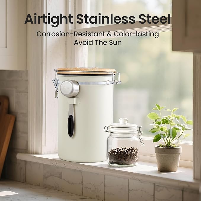 Veken Coffee Canister, 39OZ Large, Airtight Stainless Steel Food Storage - Image 6