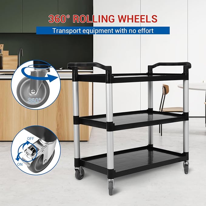 3-Tier Plastic Service Utility Cart - Image 3