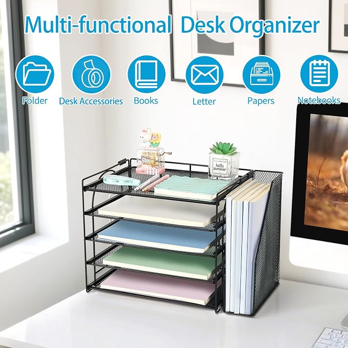AUPSEN Desk Organizers and Accessories, 5-Tier Desktop Paper File Organizer - Image 6