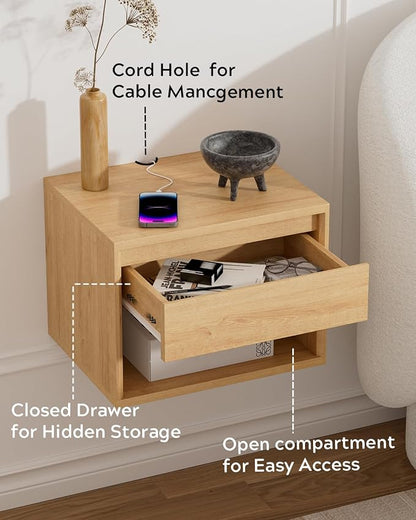 Floating Nightstand Set of 4, Wall Mounted Bedside Table - Image 3