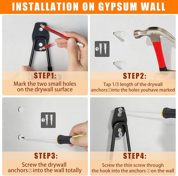 Garage Hooks Heavy Duty, 12 Pack Anti-Slip Coating Garage Wall Storage Hooks - Image 4