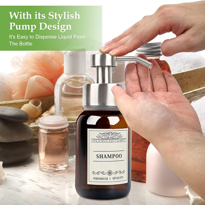 Glass Soap Dispenser with Pump and Wall Mount Holder, 8.5 Oz Shampoo and - Image 3