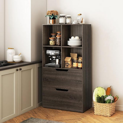 GOFLAME 4-Tier Bookcase with 2 Drawers, 51” Tall Bookshelf with 4-Cube Open - Image 8