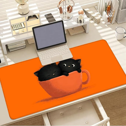 Large Cute Black Cat Mouse Pad, Extended Desk Mat - Image 7