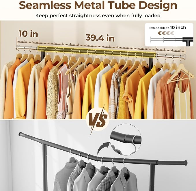 Heavy-Duty 450LBS Capacity Metal Clothes Rack，Rolling Clothing Rack - Image 3