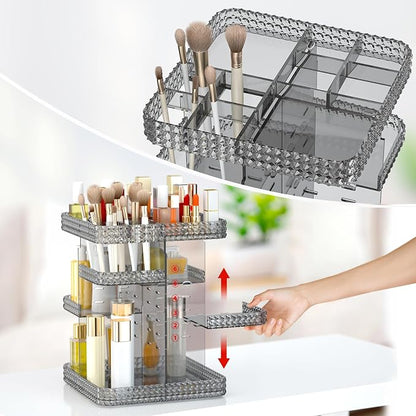 Rotating Makeup Organizer, Large Capacity Cosmetic Display Case, Acrylic - Image 5