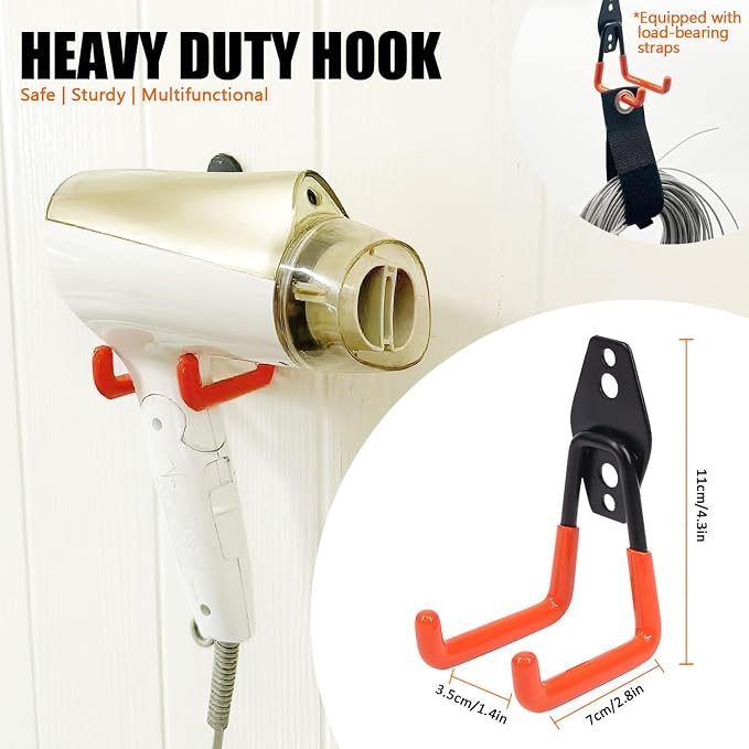 Heavy Duty Garage Storage Hooks, 2 Pack Utility Steel Garage Tool Organizer - Image 2