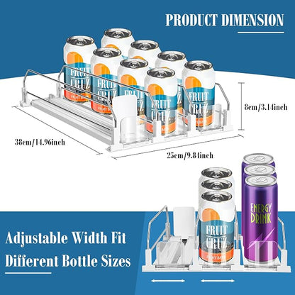 asika Drink Organizer for Fridge, Adjustable Width Soda Can Dispenser for - Image 2