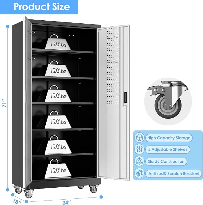 Upgraded Wide & Deep Metal Garage Storage Cabinet - Image 3