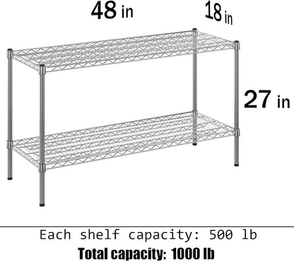 18" Deep x 48" Wide x 27" Height Wire Shelving Kit | 2-Tier | NSF Commercial - Image 3