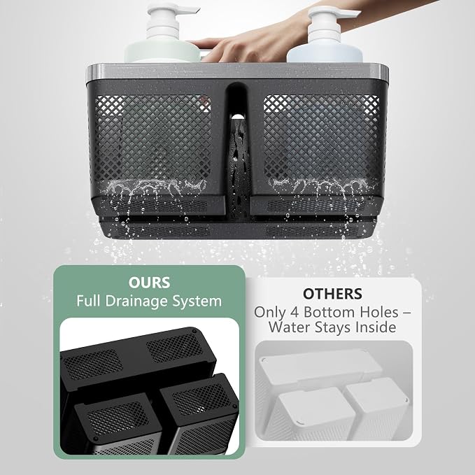 Black Shower Caddy Portable: Plastic Bathroom Caddy Organizer - Image 3