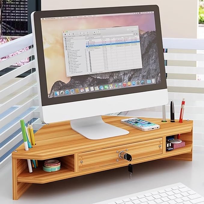 Triangular Wooden Corner Monitor Stand - Image 2