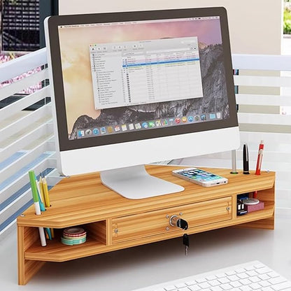 Triangular Wooden Corner Monitor Stand - Image 2
