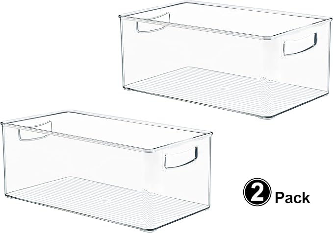 Hudgan 2 Pack Straight Sides Stackable Pantry Organizer Bins - Image 2