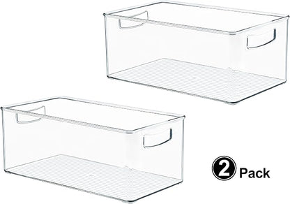Hudgan 2 Pack Straight Sides Stackable Pantry Organizer Bins - Image 2