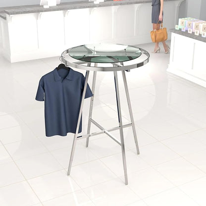 Econoco Folding Round Garment Rack, Adjustable Height Retail Display, Chrome - Image 4