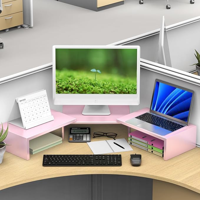 Dual Monitor Stand for Desk, Metal Monitor Riser - Image 5