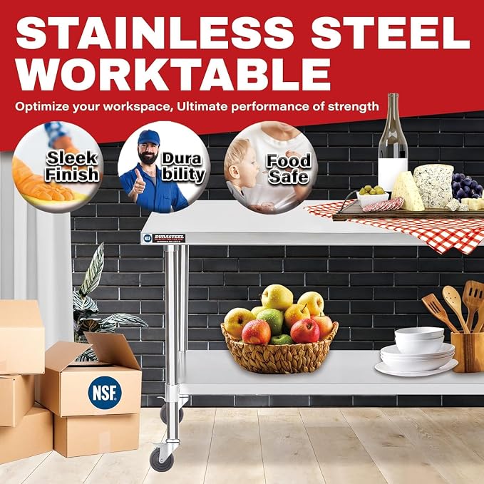 DuraSteel 24x48 NSF Stainless Steel Cart Work Table - Image 4