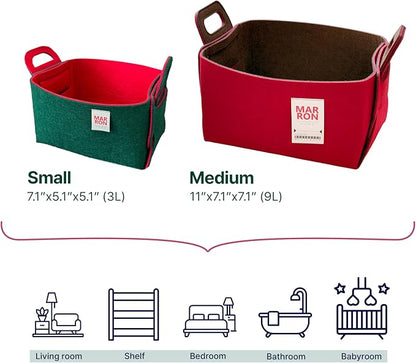 Collapsible Red Choco Felt Storage Bin Small 11"x7.1"x7.1" – Foldable Basket - Image 6