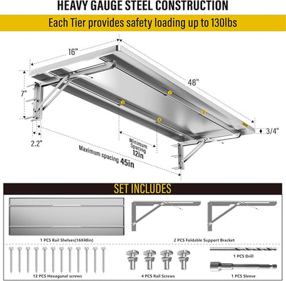 1.3x4ft Adjustable Rail Type Folding Storage Rack Shelf, Suitable - Image 3